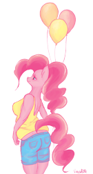 Size: 700x1300 | Tagged: safe, artist:vautaryt, pinkie pie, anthro, balloon, solo