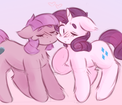 Size: 578x495 | Tagged: safe, artist:toroitimu, maud pie, rarity, pony, unicorn, female, lesbian, rarimaud, shipping