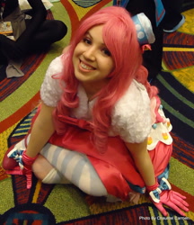 Size: 900x1044 | Tagged: safe, pinkie pie, human, clothes, cosplay, irl, irl human, photo, socks, striped socks