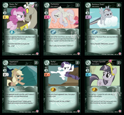 Size: 1032x960 | Tagged: safe, derpibooru import, applejack, discord, fluttershy, pinkie pie, rainbow dash, rarity, tom, twilight sparkle, earth pony, pegasus, pony, unicorn, absolute discord, card, ccg, discorded, enterplay