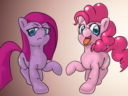 Size: 1024x768 | Tagged: safe, artist:ushiro no kukan, pinkie pie, earth pony, pony, duality, pinkamena diane pie, pixiv, solo