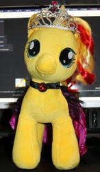 Size: 1184x2029 | Tagged: safe, sunset shimmer, pony, build-a-bear, choker, clothes, irl, jewelry, photo, plushie, regalia, tiara