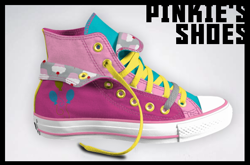 Size: 596x393 | Tagged: safe, artist:cookye306, pinkie pie, earth pony, pony, converse, custom, cutie mark, shoes