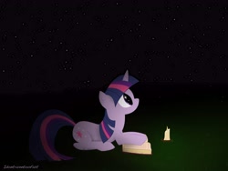 Size: 8000x6000 | Tagged: safe, artist:idontrunntoofast, derpibooru import, twilight sparkle, absurd resolution, book, candle, solo, stargazing