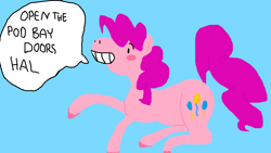 Size: 1024x576 | Tagged: safe, artist:gabbish, pinkie pie, earth pony, pony, 2001: a space odyssey, movie quote, solo