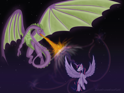 Size: 8000x6000 | Tagged: safe, artist:idontrunntoofast, derpibooru import, spike, twilight sparkle, twilight sparkle (alicorn), alicorn, dragon, pony, absurd resolution, female, mare