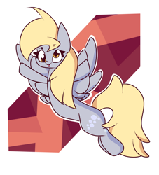 Size: 1800x1983 | Tagged: safe, artist:hedgehog-plant, derpy hooves, pegasus, pony, abstract background, female, flying, mare, solo, tongue out