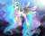 Size: 2500x2000 | Tagged: safe, artist:meotashie, princess celestia, alicorn, pony, flying, looking at you, open mouth, solo