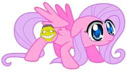 Size: 1600x918 | Tagged: safe, fluttershy, oc, pegasus, pony, cute, moe, pun