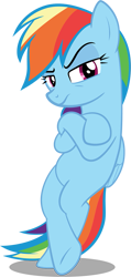 Size: 595x1250 | Tagged: safe, artist:spellboundcanvas, derpibooru import, rainbow dash, pegasus, pony, the washouts (episode), bipedal, bipedal leaning, crossed hooves, female, leaning, mare, simple background, solo, standing, transparent background, vector