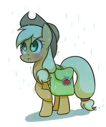 Size: 1000x1200 | Tagged: safe, artist:joycall6, applejack, earth pony, pony, rain, shivering, solo, wet