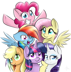 Size: 1024x1028 | Tagged: safe, artist:envygirl95, derpibooru import, applejack, fluttershy, pinkie pie, rainbow dash, rarity, twilight sparkle, twilight sparkle (alicorn), alicorn, earth pony, pegasus, pony, unicorn, cowboy hat, female, hat, mane six, mare, simple background, white background