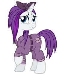 Size: 2080x2400 | Tagged: safe, artist:cheezedoodle96, rarity, pony, unicorn, the cutie re-mark, .svg available, alternate hairstyle, alternate timeline, belt, clothes, crystal war timeline, female, headscarf, mare, rarity the riveter, sad, scarf, simple background, solo, svg, sweat, transparent background, vector