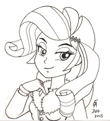 Size: 800x885 | Tagged: safe, artist:mayorlight, rarity, equestria girls, ink drawing, monochrome, solo, traditional art