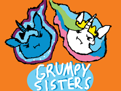 Size: 520x390 | Tagged: safe, artist:blackjackblack, princess celestia, princess luna, alicorn, pony, crossover, doodle or die, female, game grumps, pony grumps, sketch