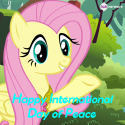 Size: 548x548 | Tagged: safe, fluttershy, pegasus, pony, female, hub logo, hub network, mare, pink mane, yellow coat