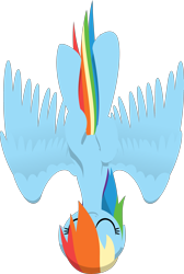 Size: 2647x3932 | Tagged: safe, artist:zacatron94, derpibooru import, rainbow dash, pegasus, pony, eyes closed, falling, high res, lineless, solo, upside down