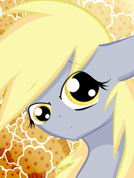 Size: 768x1024 | Tagged: safe, artist:lucitfandmlp, derpy hooves, pegasus, pony, female, food, looking at you, mare, muffin, solo