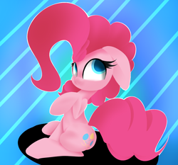 Size: 1280x1195 | Tagged: safe, artist:madacon, pinkie pie, earth pony, pony, simple background, sitting, solo