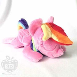 Size: 1000x1000 | Tagged: safe, artist:appledew, derpibooru import, rainbow dash, pegasus, pony, alternate color palette, beanie (plushie), female, folded wings, irl, mare, photo, plushie, prone, sleeping, solo, wings