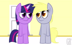 Size: 4000x2509 | Tagged: safe, artist:go0re, derpy hooves, twilight sparkle, pegasus, pony, unicorn, duo, duo female, female, mare