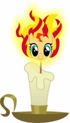 Size: 550x960 | Tagged: safe, part of a set, sunset shimmer, object pony, original species, candle, digital art, fiery shimmer, fire, objectification, ponified, waifu