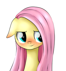 Size: 1300x1400 | Tagged: safe, artist:sofywywy, fluttershy, pegasus, pony, blushing, bust, floppy ears, portrait, simple background, solo, straight hair, white background