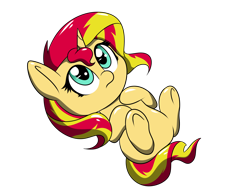 Size: 2688x2045 | Tagged: safe, artist:sugarwings-art, sunset shimmer, pony, unicorn, chibi, cute, female, hnnng, mare, shimmerbetes, simple background, transparent background