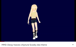 Size: 663x415 | Tagged: safe, derpy hooves, 3d, clothes, denim, mmd, scooby doo, shorts, youtube, youtube link