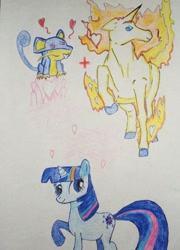 Size: 758x1054 | Tagged: safe, artist:guitarseer, derpibooru import, twilight sparkle, offspring, pokémon, rapidash, rattata