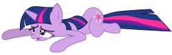 Size: 6000x1948 | Tagged: safe, artist:estories, derpibooru import, twilight sparkle, lying down, simple background, solo, tired, transparent background, vector