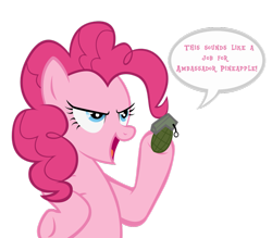 Size: 955x837 | Tagged: safe, artist:kuren247, pinkie pie, earth pony, pony, freeman's mind, grenade, reference, simple background, solo, transparent background, vector