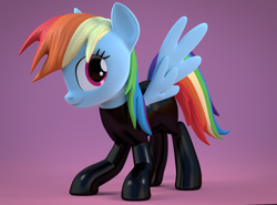 Size: 1080x800 | Tagged: dead source, safe, artist:3d thread, artist:creatorofpony, derpibooru import, rainbow dash, pegasus, pony, /mlp/, 3d, 3d model, blender, female, latex, mare, simple background, solo