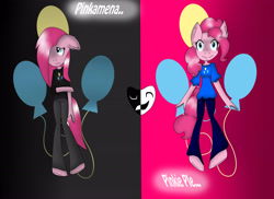 Size: 3509x2550 | Tagged: safe, artist:theglitchygamer, pinkie pie, anthro, duality, happy, pinkamena diane pie, sad