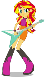 Size: 7449x12824 | Tagged: safe, artist:famousmari5, sunset shimmer, equestria girls, rainbow rocks, absurd resolution, beautiful, boots, clothes, female, guitar, guitar pick, high heel boots, shoes, simple background, skirt, sleeveless, solo, sunset shredder, transparent background, vector