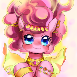 Size: 900x900 | Tagged: safe, artist:marihico, pinkie pie, earth pony, pony, gypsy pie, romani, solo