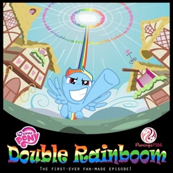 Size: 500x500 | Tagged: safe, derpibooru import, rainbow dash, pegasus, pony, detailed background, double rainboom, female, mare, solo