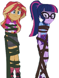 Size: 293x388 | Tagged: safe, artist:php77, edit, edited screencap, editor:php77, screencap, sci-twi, sunset shimmer, twilight sparkle, equestria girls, legend of everfree, background removed, duo, not a vector, simple background, transparent background, vine