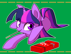 Size: 660x500 | Tagged: safe, artist:30clock, derpibooru import, twilight sparkle, pixiv, pocky, solo