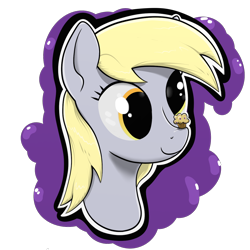 Size: 1200x1200 | Tagged: safe, artist:hc0, derpy hooves, pegasus, pony, bust, female, food, mare, muffin, portrait, solo