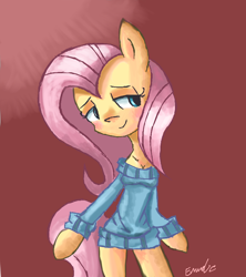 Size: 800x900 | Tagged: safe, artist:yo-emm, fluttershy, anthro, bottomless, clothes, solo, sweatershy