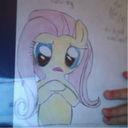 Size: 480x480 | Tagged: safe, butterscotch, fluttershy, pegasus, pony, amateur, crayon, female, flutterscotch, male, pencil drawing, rule 63, self ponidox, selfcest, shipping, straight, traditional art