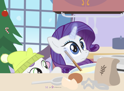 Size: 1000x735 | Tagged: safe, artist:dm29, rarity, sweetie belle, pony, unicorn, advent calendar, baking, bowl, christmas, christmas tree, cute, diasweetes, duo, egg, flour, holiday, holiday horse days, julian yeo is trying to murder us, magic, spoon, star wars thread, this will end in fire, tree