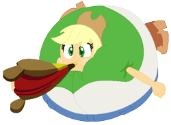 Size: 520x380 | Tagged: dead source, safe, artist:ikuntyphoon, applejack, equestria girls, spike at your service, bellows, boots, cowboy hat, equestria girls interpretation, freckles, hat, inflation, puffy cheeks, scene interpretation, shoes, solo, stetson