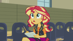 Size: 1280x720 | Tagged: safe, screencap, sunset shimmer, better together, equestria girls, rarity investigates: the case of the bedazzled boot, female, geode of empathy, solo