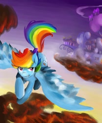 Size: 1000x1200 | Tagged: safe, artist:heimdal00, derpibooru import, rainbow dash, pegasus, pony, cloud, cloudy, flying, solo