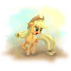 Size: 900x900 | Tagged: safe, artist:dcpip, applejack, earth pony, pony, open mouth, running, solo