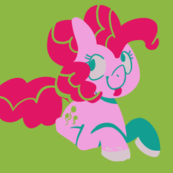 Size: 1000x1000 | Tagged: safe, artist:rivalcat, pinkie pie, earth pony, pony, color palette challenge, eyestrain warning, needs more saturation, solo, tongue out