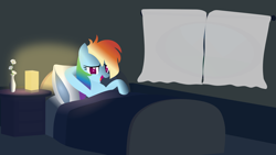 Size: 1920x1080 | Tagged: safe, artist:klaifferon, derpibooru import, rainbow dash, pegasus, pony, bed, solo