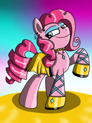 Size: 1024x1365 | Tagged: safe, artist:kleineluhnar, pinkie pie, earth pony, pony, alternate hairstyle, clothes, shoes, skirt, solo